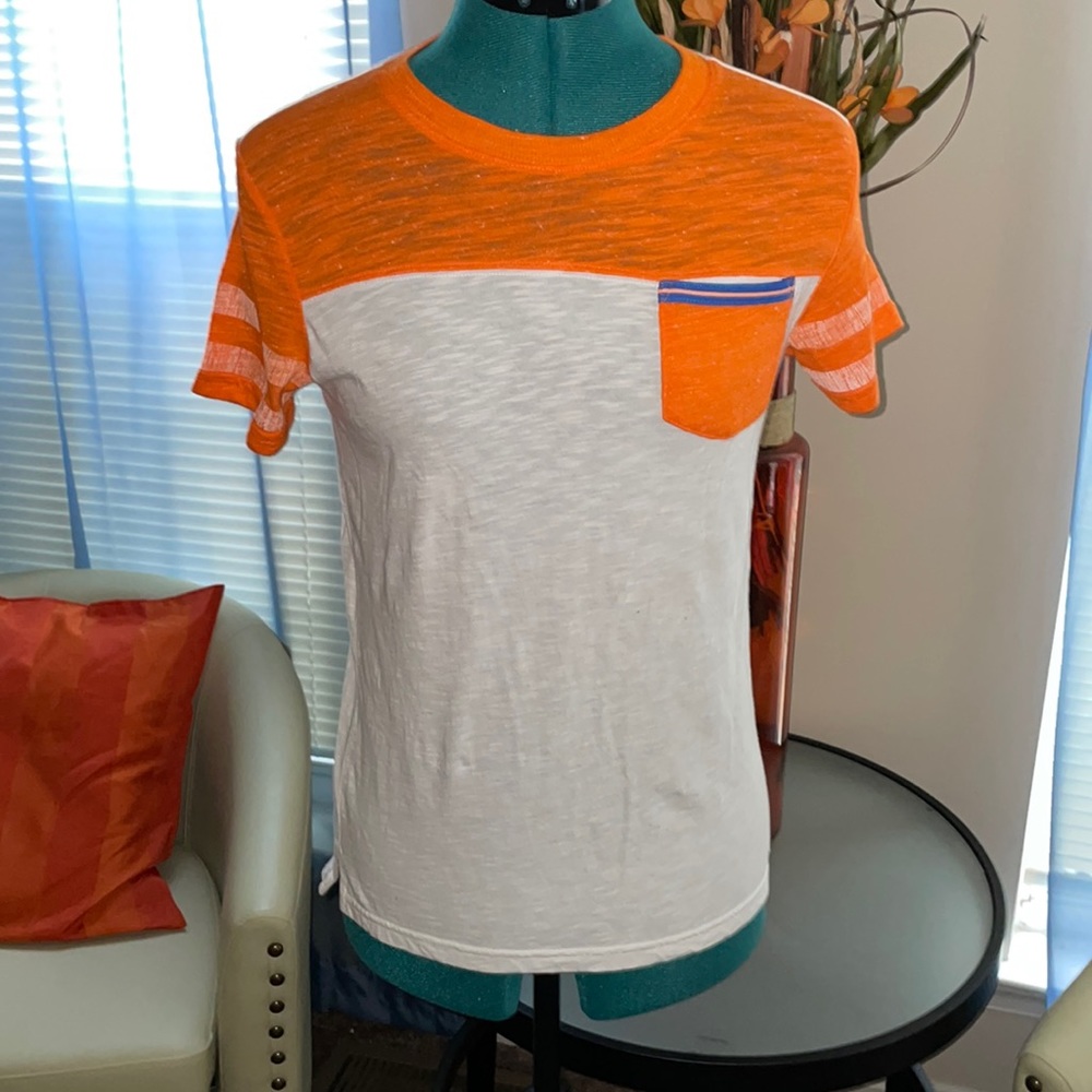 Cat & Jack | Boys Short Sleeve Orange & White Pocket T-Shirt
